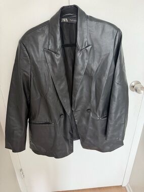 ZARA Black Faux Leather Jacket